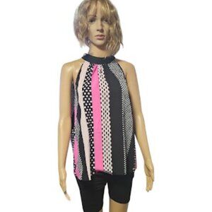 Sleeveless polka  dot blouse